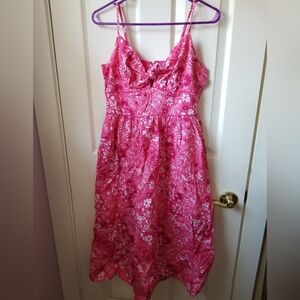 LOFT Pink Floral Sundress with Bow-Front